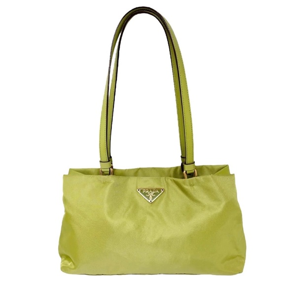 VINTAGE Prada Lime Green Nylon Shoulder Bag - Picture 1 of 5